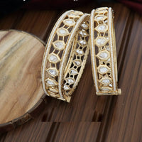Pooja Bangles Elegant Polki Kundan Stone And Pearl Openable Bangles Set