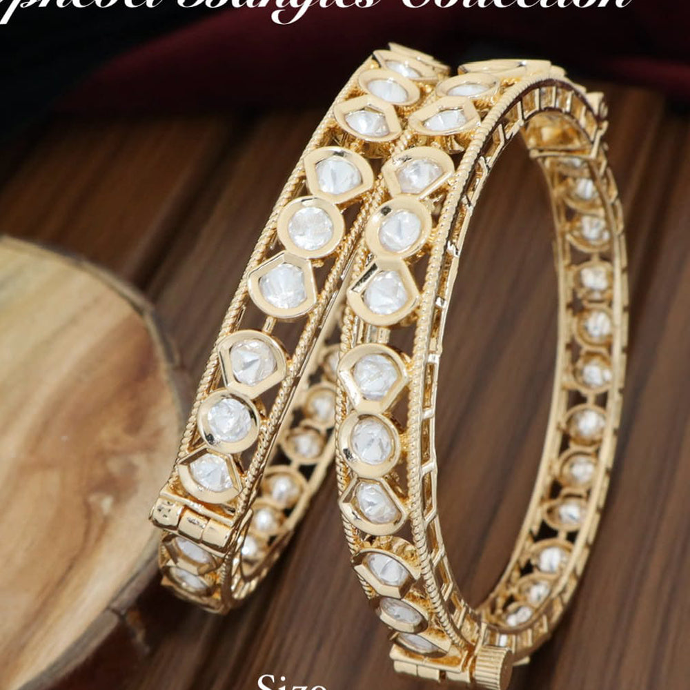 Pooja Bangles Elegant Polki Kundan Stone Openable Bangles Set