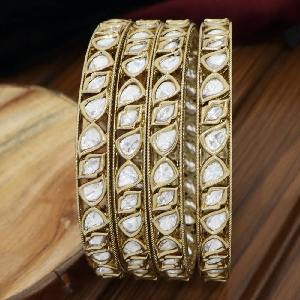Pooja Bangles Elegant Polki Kundan Stone Bangles Set