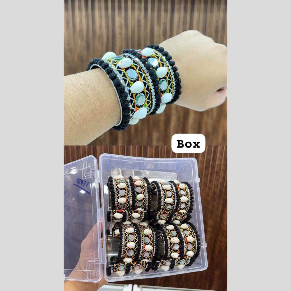 Pooja Bangles Oxidised Plated Mirror And Shell Openable Kada