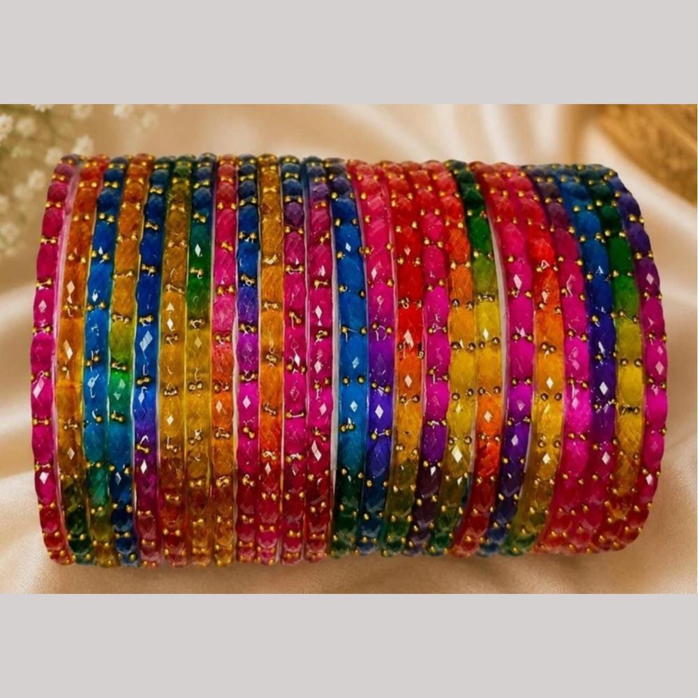Pooja Bangles Raindrop Glass Fancy Bangles Set