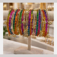 Pooja Bangles Raindrop Glass Fancy Kashmiri Bangles Set