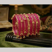 Pooja Bangles Raindrop Glass Fancy Kashmiri Bangles Set