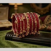 Pooja Bangles Raindrop Glass Fancy Kashmiri Bangles Set