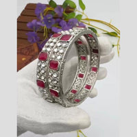 Pooja Bangles Vintage Oxidised Plated Pota Stone Bangles Set