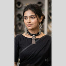 Pooja Bangles Oxidised Plated Fusion Mirror Choker Necklace Set