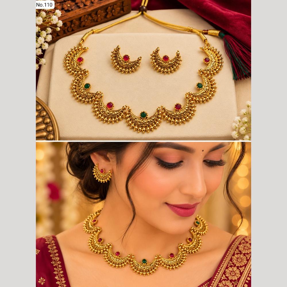Pooja Bangles Elegant Pota Stone Necklace Set 