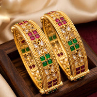 Pooja Bangles Premium Pota Stone Openable Bangles Set