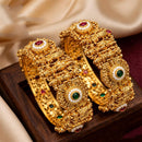 Pooja Bangles Premium Pota Stone And Pearl Openable Bangles Set