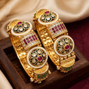 Pooja Bangles Premium Pota Stone And Pearl Openable Bangles Set