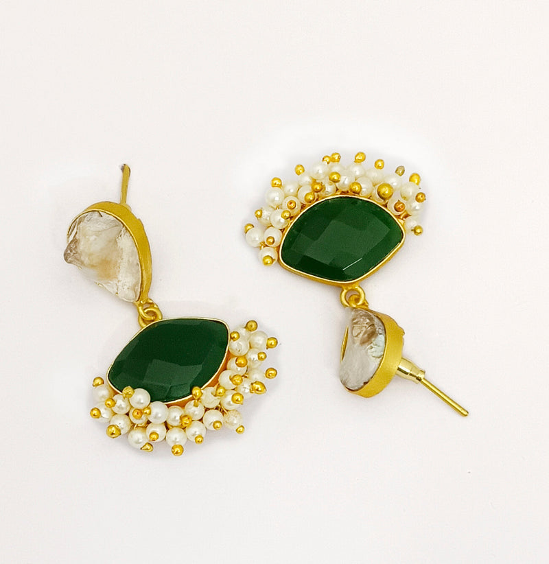 Darshana Jewels Gold Plated Crystal Dangler Earrings