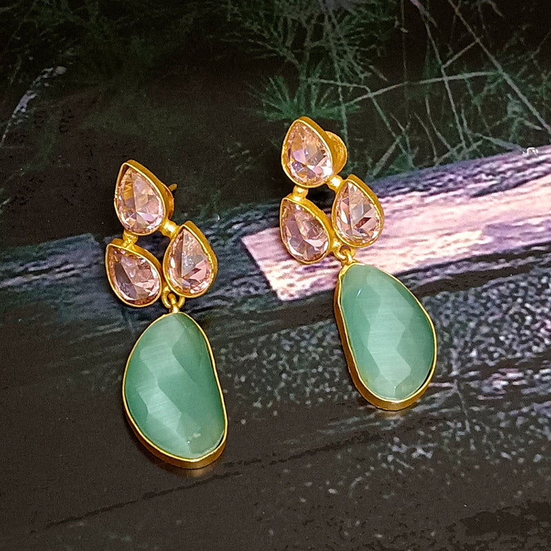 Darshana Jewels Gold Plated Crystal Dangler Earrings