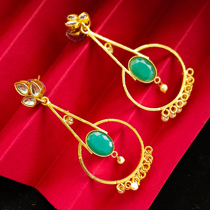 Darshana Jewels Gold Plated Kundan Stone And Pearls Dangler Earrings