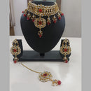 Shubhratnam Jewellers Gold Plated Kundan Stone And Pearl Choker Necklace Set