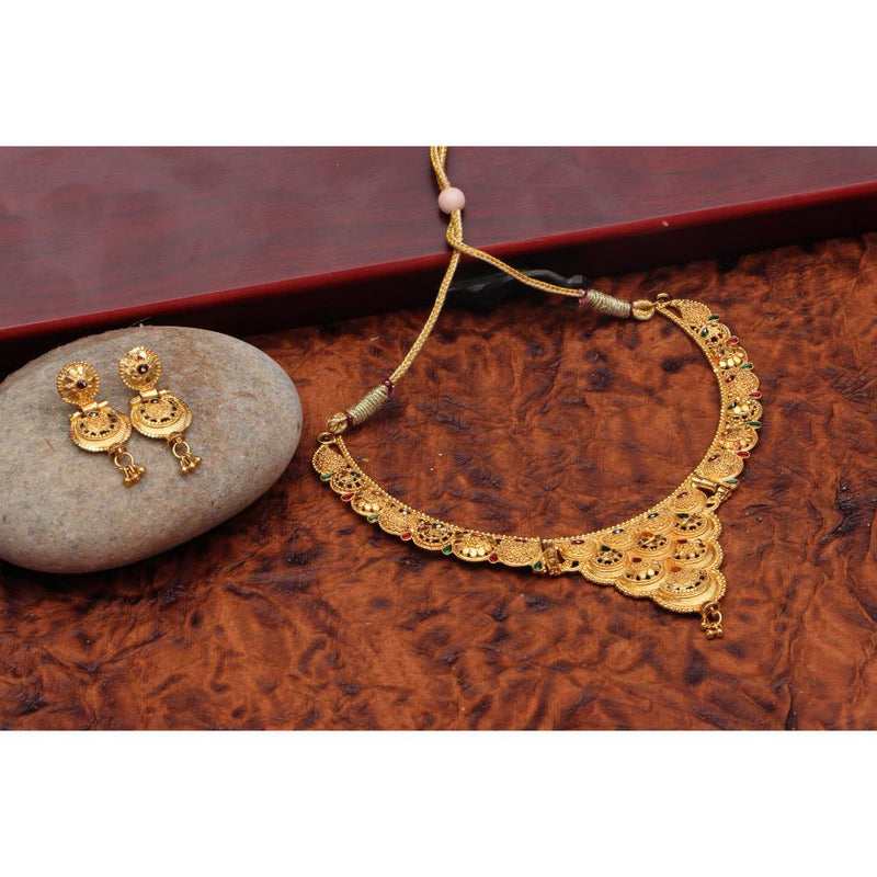 Darshana Jewels Gold Plated Pota Stone Long Necklace Set