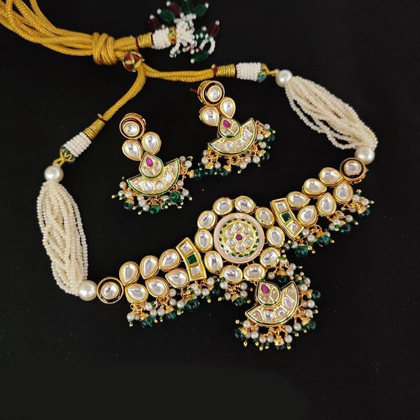 Hira Collections Gold Plated Kundan Choker Necklace Set