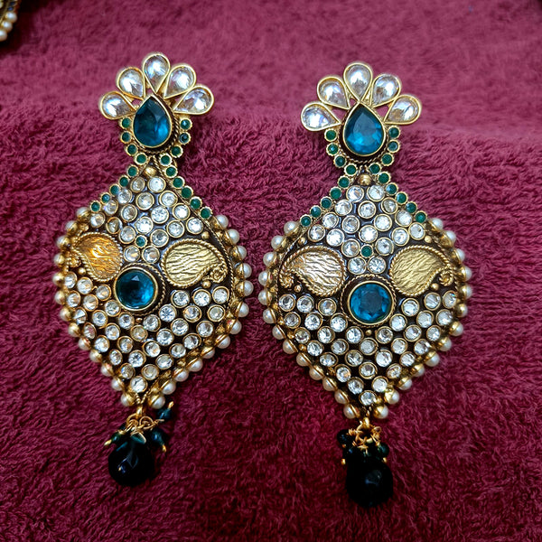 Hira Collections  Gold Plated Austrian Stone Dangler Earrings