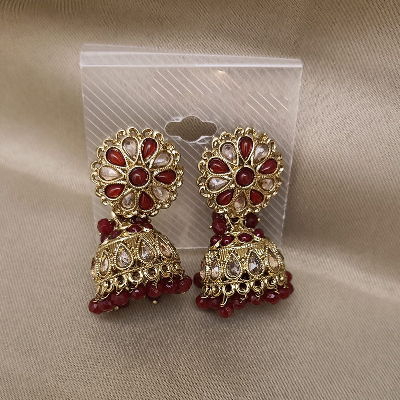 Hira Collection Gold Plated Crystal Stone Jhumki Earrings