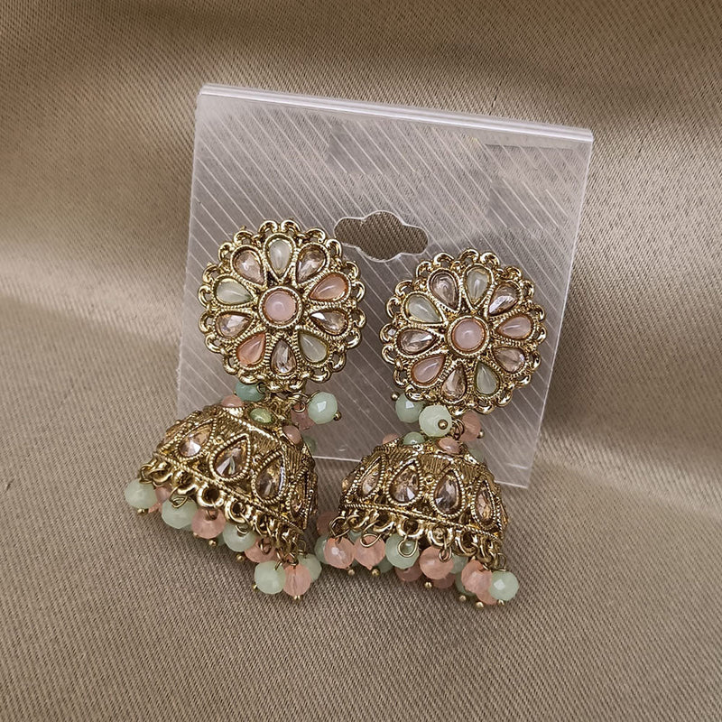 Hira Collection Gold Plated Crystal Stone Jhumki Earrings