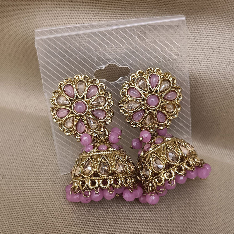 Hira Collection Gold Plated Crystal Stone Jhumki Earrings