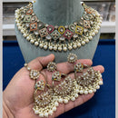 Hira Collection Gold Plated Kundan Stone And Pearls Necklace Set