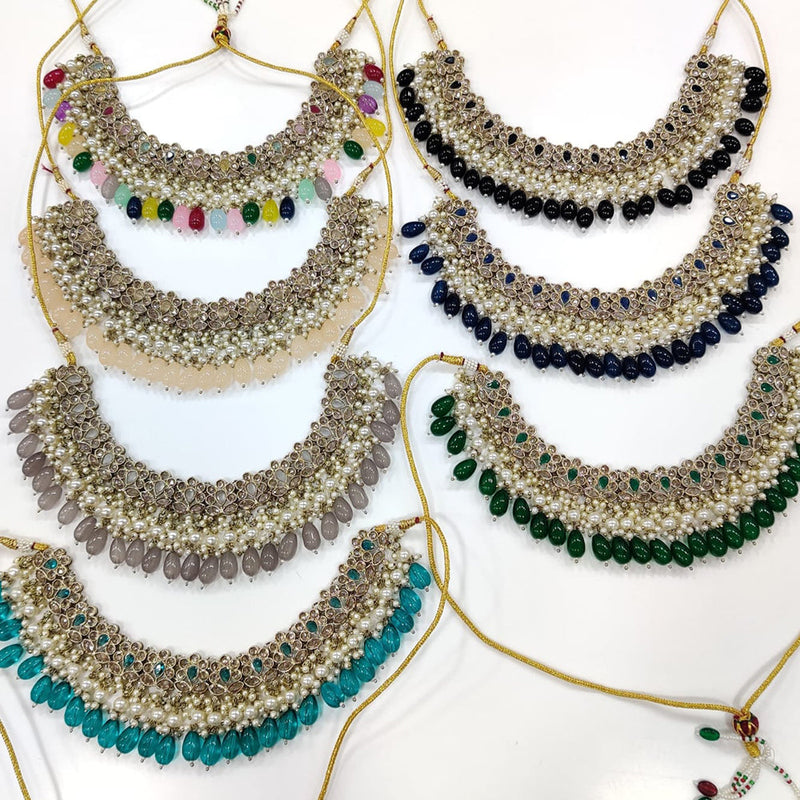 Hira Collections Gold Plated Crystal Stone Necklace Set