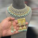 Hira Collection Gold Plated Kundan Stone And Pearls Necklace Set