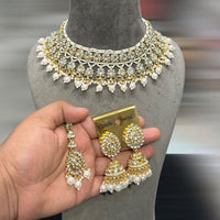 Hira Collection Gold Plated Kundan Stone And Pearls Necklace Set