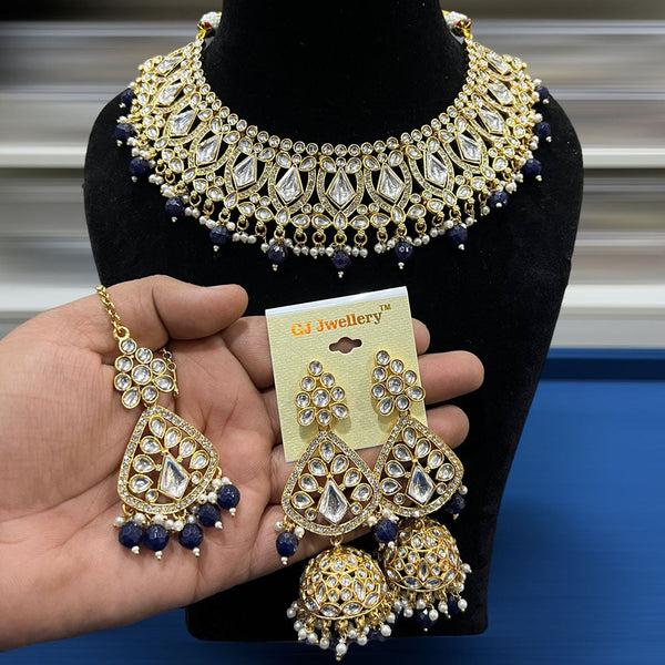 Hira Collections Gold Plated Kundan Stone And Beads Necklace Set