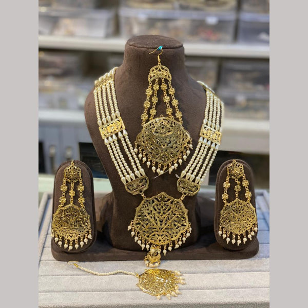 Hira Collections Gold Plated Pearls Necklace Set