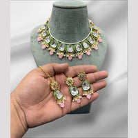 Hira Collections Gold Plated Kundan Stone And Pearls Choker Necklace Set