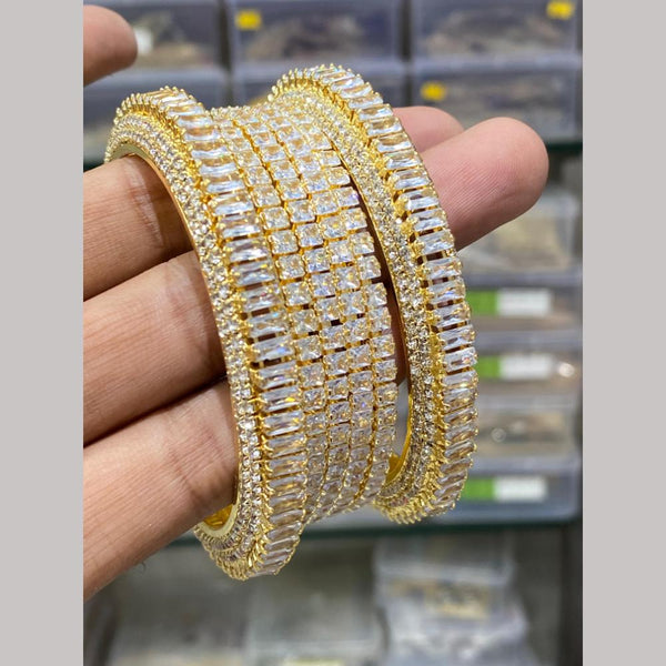 Hira Collections Gold Plated American Diamond Bangles Set