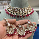Hira Collections Gold Plated Kundan Stone And Pearls Choker Necklace Set