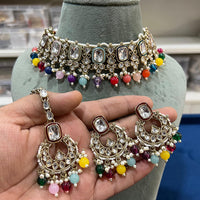 Hira Collections Gold Plated Kundan Stone And Pearls Choker Necklace Set