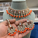 Hira Collections Gold Plated Kundan Stone And Pearls Choker Necklace Set