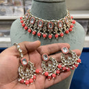Hira Collections Gold Plated Kundan Stone And Pearls Choker Necklace Set