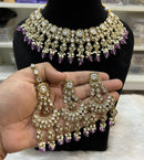 Hira Collections Gold Plated Kundan Stone And Pearls Choker Necklace Set