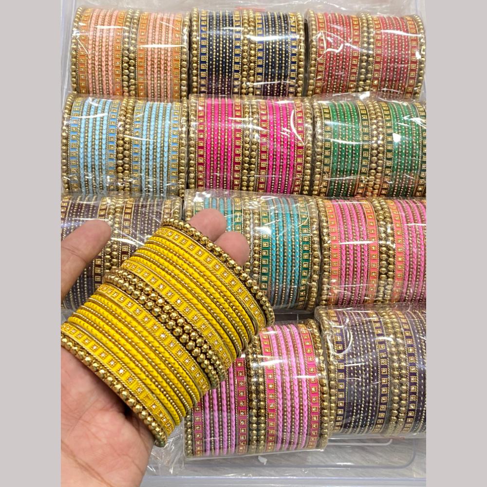 Hira Collections Gold Plated (12 Set) Mix Color Bangle Set