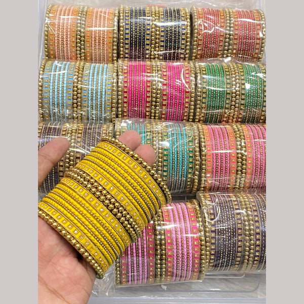 Hira Collections Gold Plated (12 Set) Mix Color Bangle Set