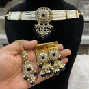Hira Collections Gold Plated Kundan And Beads Pearl Choker Necklace Set