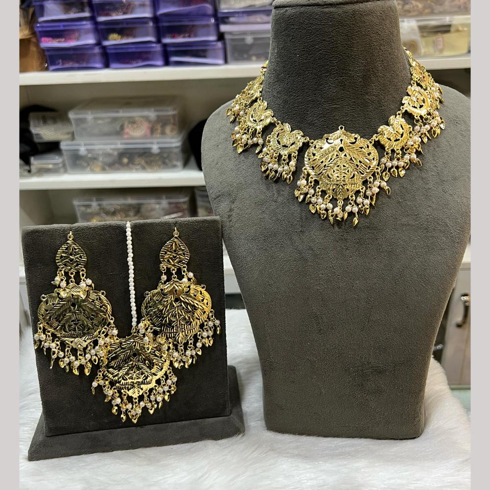 Hira Collections Gold Plated Pearls Necklace Set