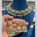 Hira Collections Gold Plated Crystal Stone And Beads Necklace Set