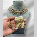 Hira Collections Gold Plated Crystal Stone And Beads Necklace Set