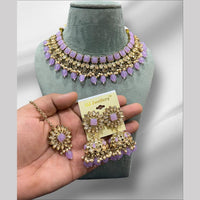 Hira Collections Gold Plated Crystal Stone And Beads Necklace Set