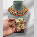 Hira Collections Gold Plated Crystal Stone And Beads Necklace Set