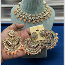 Hira Collections Gold Plated Kundan Stone And Pearls Beads Necklace Set