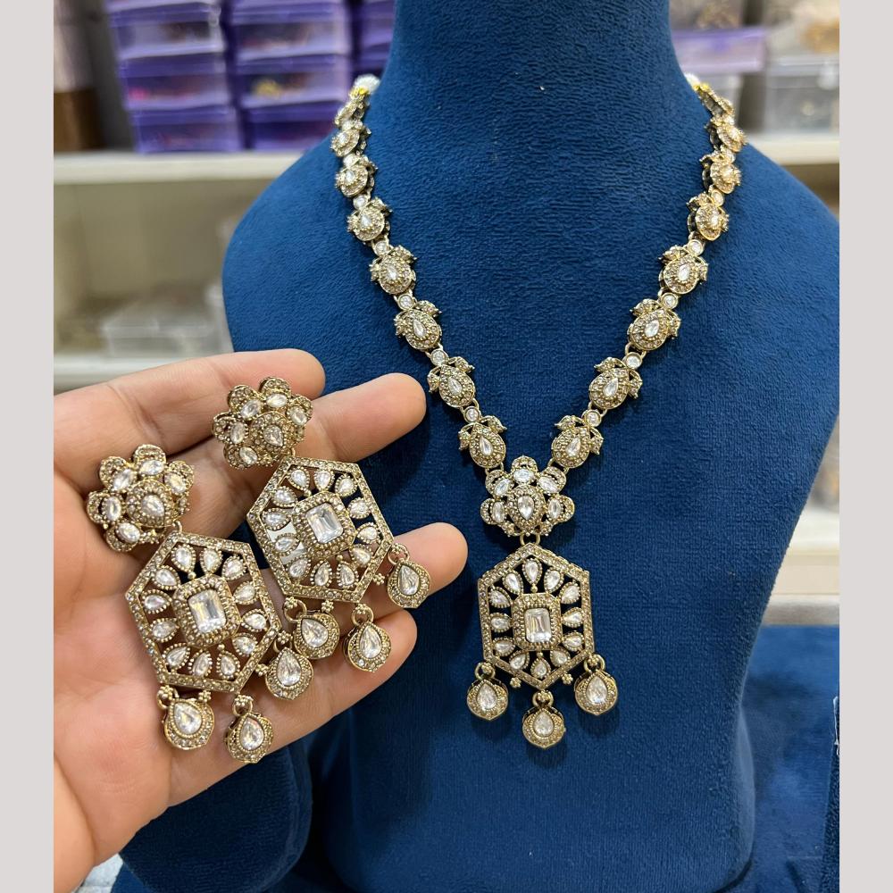 Hira Collections Gold Plated Crystal Stone Necklace Set