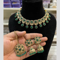 Hira Collections Gold Plated Crystal Stone And Pearl Necklace Set