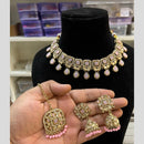 Hira Collections Gold Plated Crystal Stone And Pearl Necklace Set