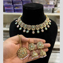 Hira Collections Gold Plated Crystal Stone And Pearl Necklace Set
